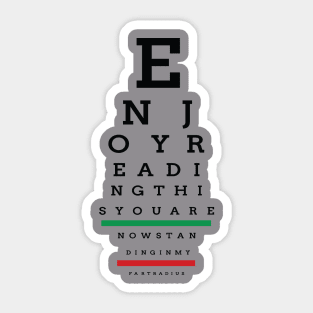 Eye Exam Warning Chart Sticker